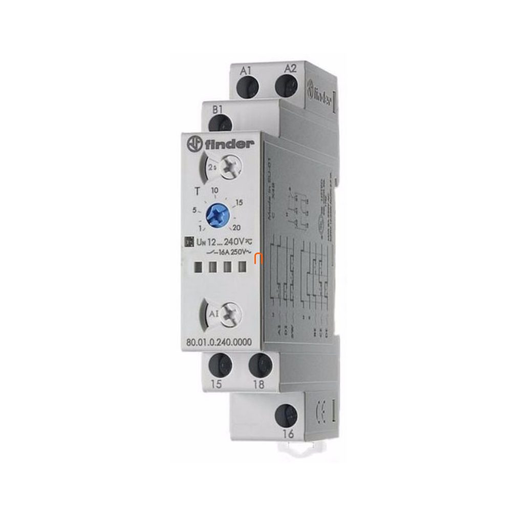 Finder 80.01.0.240.0000 temporizator 1CO 16A 12-240V AC/DC multitensiune multifuncțional