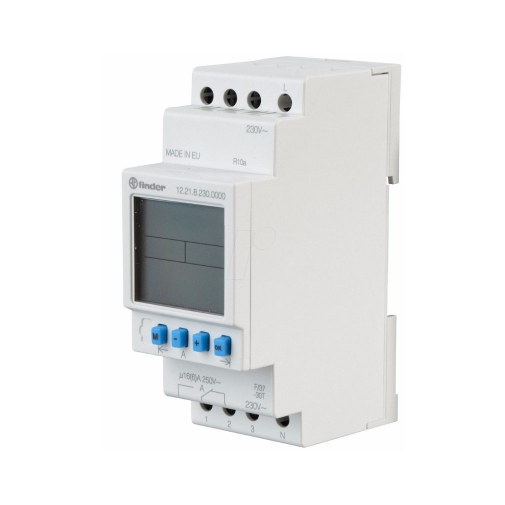 Finder Comutator cu temporizator pentru șină digital zilnic și săptămânal 1CO (comutator) 230V 12.21.8.230.0000
