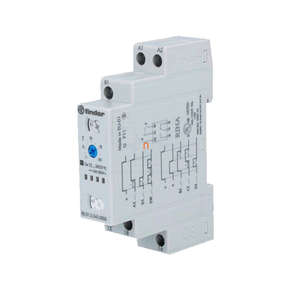 Finder 80.51.0.240.0000 temporizator 8A, 24-240V AC/DC multitensiune multifuncțional