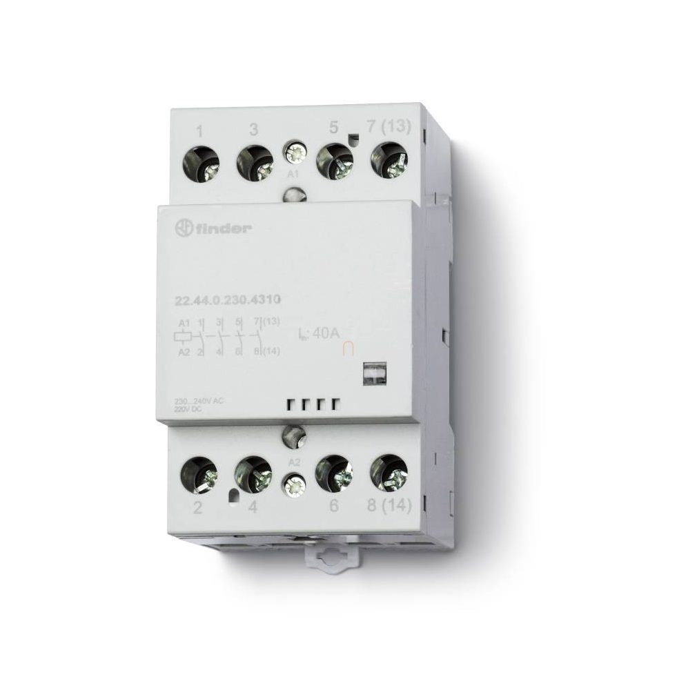 Finder 22.44.0.230.4310 Installációs mágneskapcsoló, kontaktor, 40A (AC-7a), 4NO, 230V AC/DC, mechanikus állapotjelzés