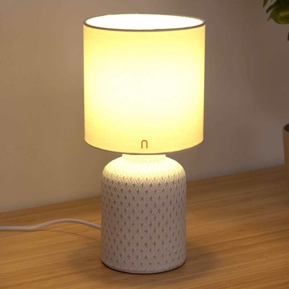 Lampa de masă din textil, culoare bej, 32 cm - Ravello Luce Design I-RAVELLO-L BCO, cu soclu 1xE14