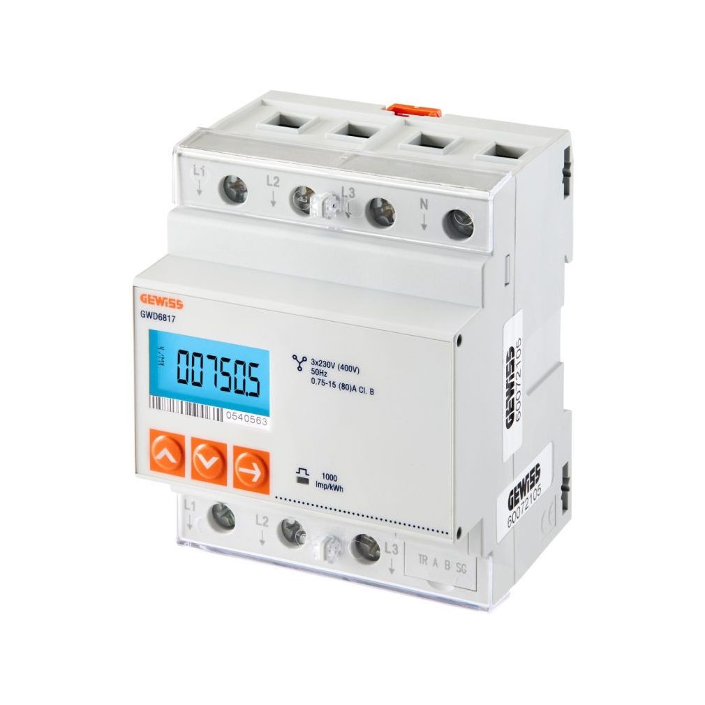 Contor de consum Gewiss 3F 80A digital, pentru DLM în gospodării, pentru Wallbox I-CON GWD6817