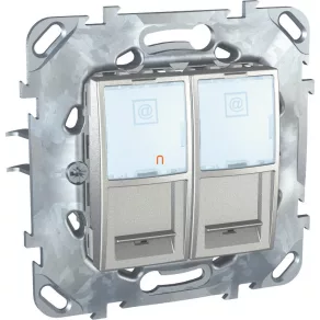   Schneider Unica Top 2x conector de transfer de date Cat6 UTP argintiu MGU50.2424.30Z