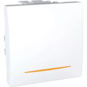   Schneider Unica comutator unipolar, cu indicator luminos, curacordaj, fără cadru de fixare, 2 module, 10AX, alb