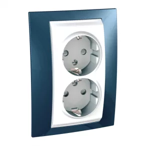   Schneider Unica 2x2P+F priză (GYV) cu grilaj de siguranță, cușcă de siguranță, cușcă de siguranță, 16A, alb/albastru gheață MGU63.067.854
