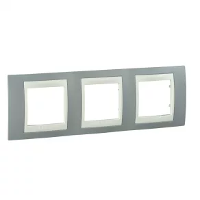   Schneider Unica Plus cadru triplu orizontal, cu inserție crem, gri fumuriu MGU6.006.565