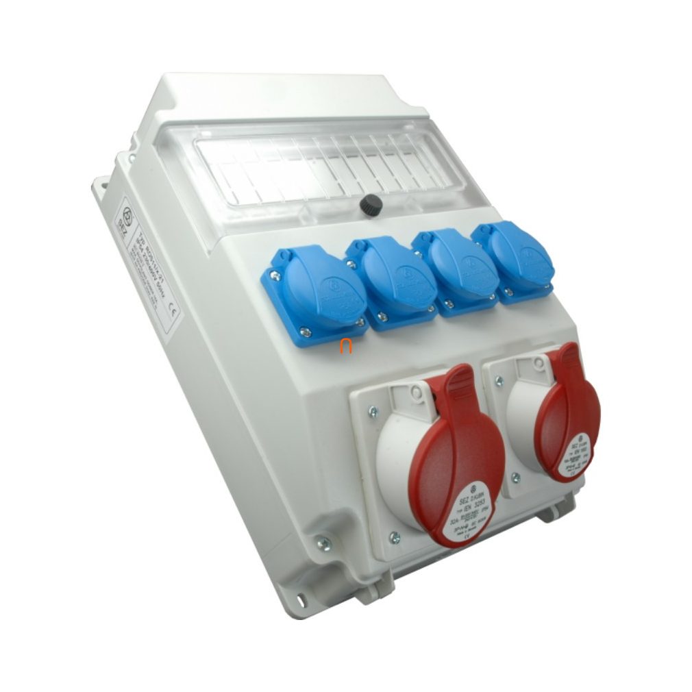 Combinație industrială ROS-11/x-61 A/S SEZ: 4 bucăți HT (Schucko), 1 bucată 16A 4p, 1 bucată 32A 4p
