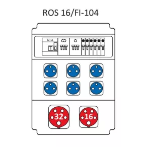   Combinație industrială Standard, tablou de distribuție de joasă tensiune cu 16 module, cu protecție ROS 16/FI-104/S (203007) SEZ