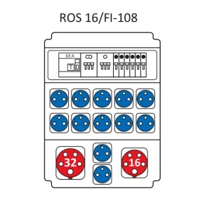   Combinație industrială Standard, tablou de distribuție de joasă tensiune cu 16 module, cu protecție ROS 16/FI-108/S (203013) SEZ