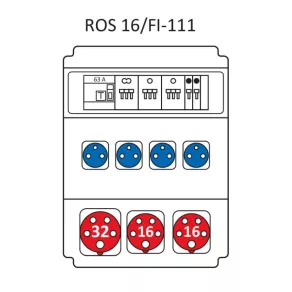   Combinație industrială Standard, tablou de distribuție de joasă tensiune cu 16 module, cu protecție  ROS 16/FI-111/S (203019) SEZ