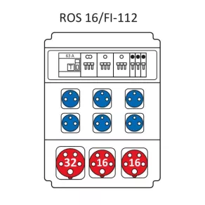   Combinație industrială Standard, tablou de distribuție de joasă tensiune cu 16 module, cu protecție ROS 16/FI-112/S (203025) SEZ