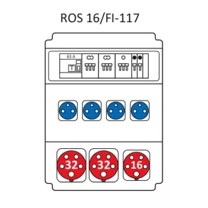   Combinație industrială Standard, tablou de distribuție de joasă tensiune cu 16 module, cu protecție ROS 16/FI-117/S (203031) SEZ