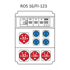  Combinație industrială Standard, tablou de distribuție de joasă tensiune cu 16 module, cu protecție ROS 16/FI-123/S (203037) SEZ