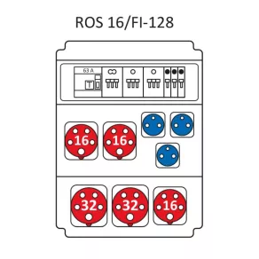   Combinație industrială Standard, tablou de distribuție de joasă tensiune cu 16 module, cu protecție ROS 16/FI-128/S (203043) SEZ
