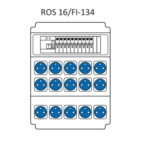   Combinație industrială Standard, tablou de distribuție de joasă tensiune cu 16 module, cu protecție ROS 16/FI-134/S (203049) SEZ