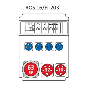   Combinație industrială Standard, tablou de distribuție de joasă tensiune cu 16 module, cu protecție ROS 16/FI-203/S (203071) SEZ