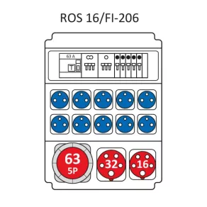   Combinație industrială Standard, tablou de distribuție de joasă tensiune cu 16 module, cu protecție ROS 16/FI-206/S (203077) SEZ