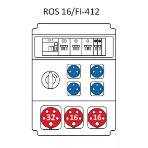   Combinație industrială Standard, tablou de distribuție de joasă tensiune cu 16 module, cu protecție ROS 16/FI-412/S (203151) SEZ