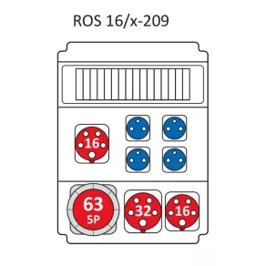   Combinație industrială fără protecție, cu 16 module, cu cablare conform tipului standard ROS 16/x-209/S (203087) SEZ