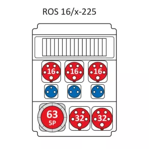   Combinație industrială fără protecție, cu 16 module, cu cablare conform tipului standard ROS 16/x-225/S (203105) SEZ