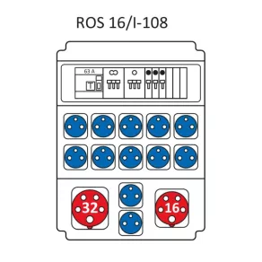  Combinație industrială Economi, tablou de distribuție de joasă tensiune cu 16 module, cu protecție (echipat cu întrerupătoare de joasă tensiune) ROS 16/I-108/S (203015) SEZ