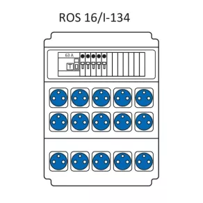   Combinație industrială Economi, tablou de distribuție de joasă tensiune cu 16 module, cu protecție (echipat cu întrerupătoare de mică putere) ROS 16/I-134/S (203051) SEZ IP54 15x250V