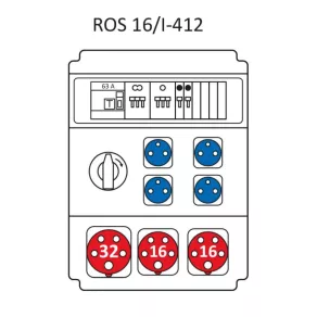   Combinație industrială Economi, tablou de distribuție de joasă tensiune cu 16 module, cu protecție (echipat cu întrerupătoare de joasă tensiune) ROS 16/I-412/S (203153) SEZ