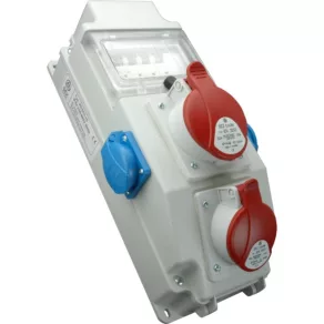   Set industrial compus din 2 prize 2P+F HT (Schuko), 1 întrerupător de 16 A 5P, 1 întrerupător de 32 A 5P + mini-întrerupător ROS 5-6/I-16 /S (201015) SEZ