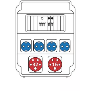   Set industrial: 1 buc. 32 A 5P, 1 buc. 16 A 5P, 4 buc. VZ 16S + întrerupătoare mici: 1 buc. C16/3, 2 buc. B16/1 ROS 11/I-21 /S (202077) SEZ