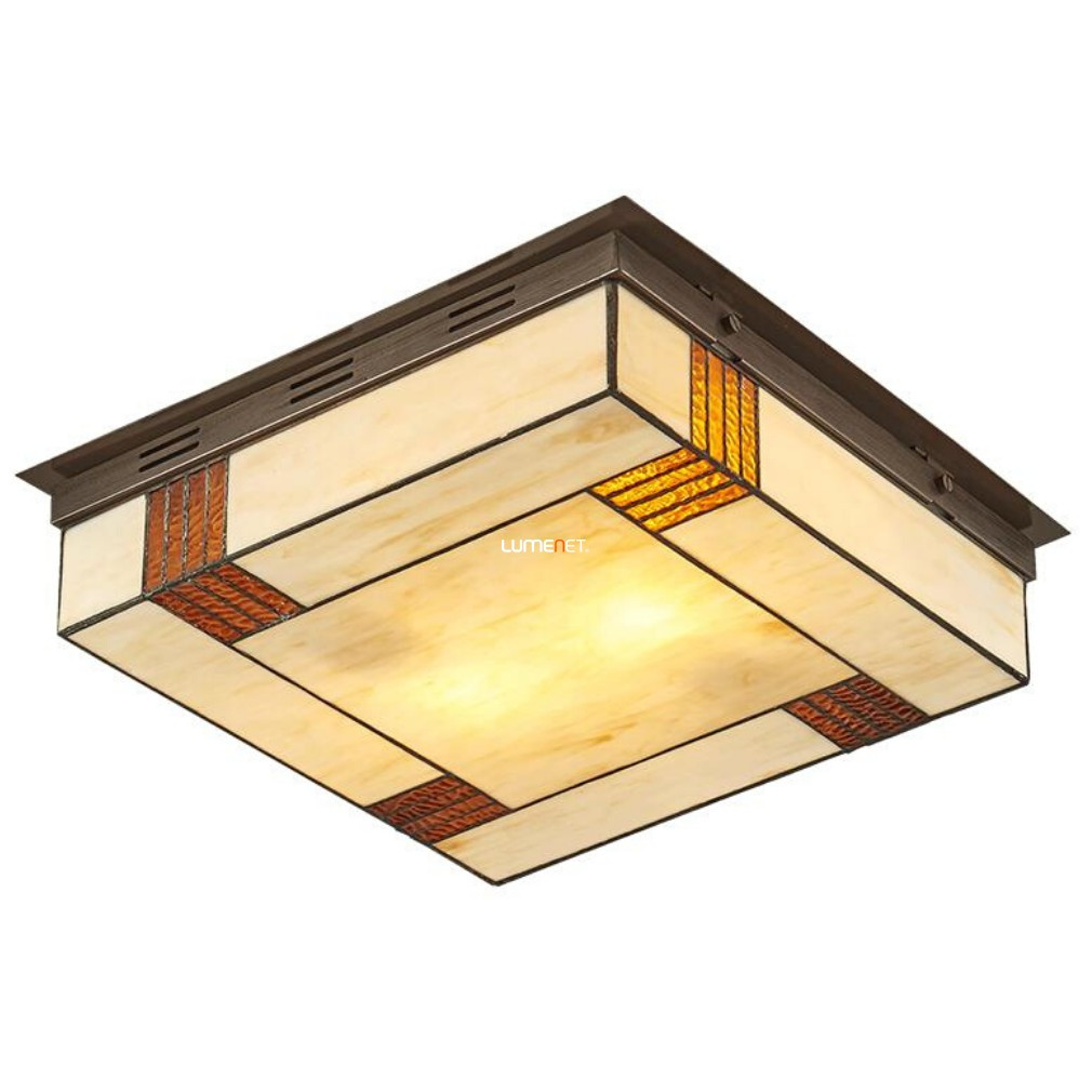 Lampa de tavan cu două socluri, unghiulară, de culoare maro-bej-antic-bălegiu - Tiffany Prezent 94