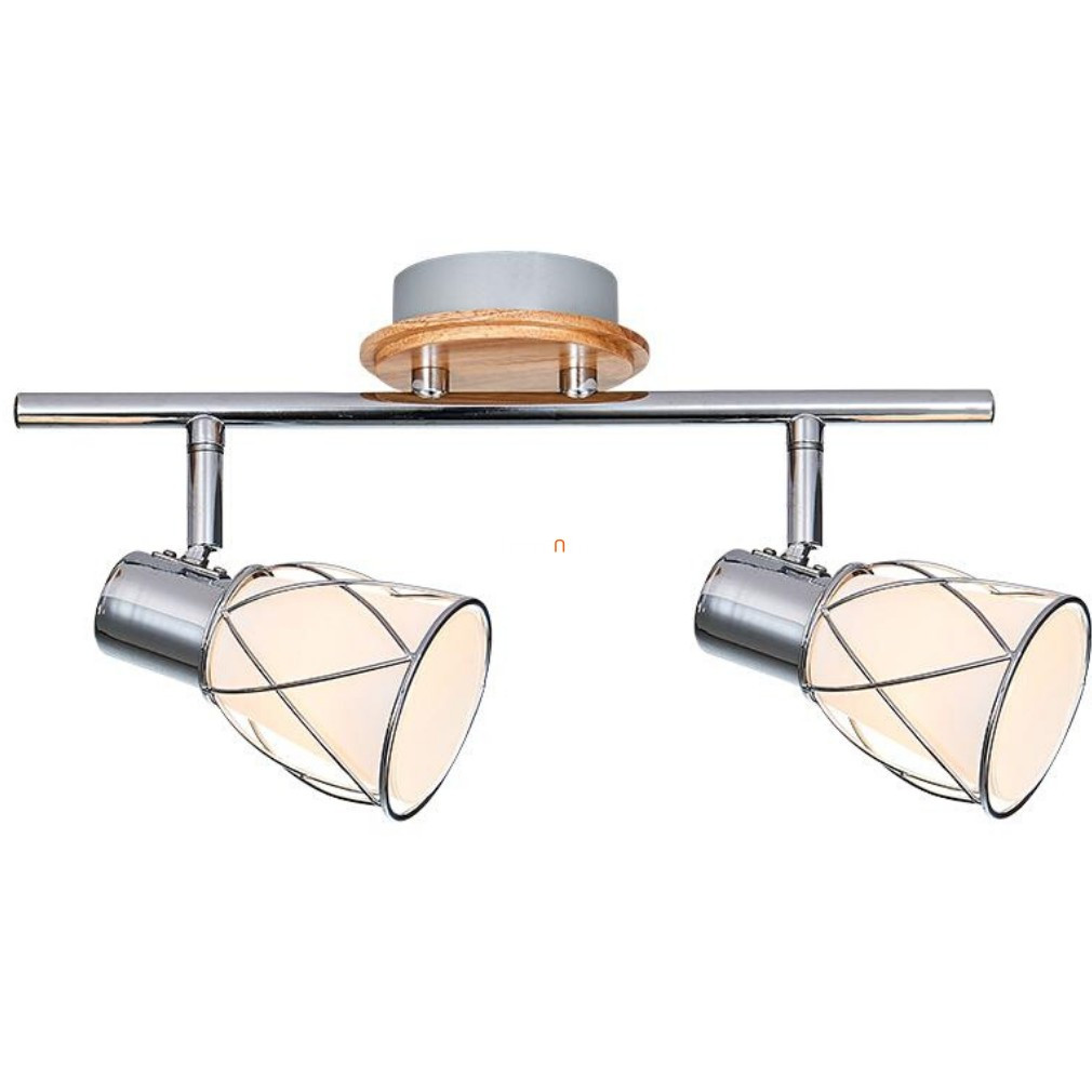 Lampa spot cu două socluri, crom-alb-lemn - Padre Prezent 75451