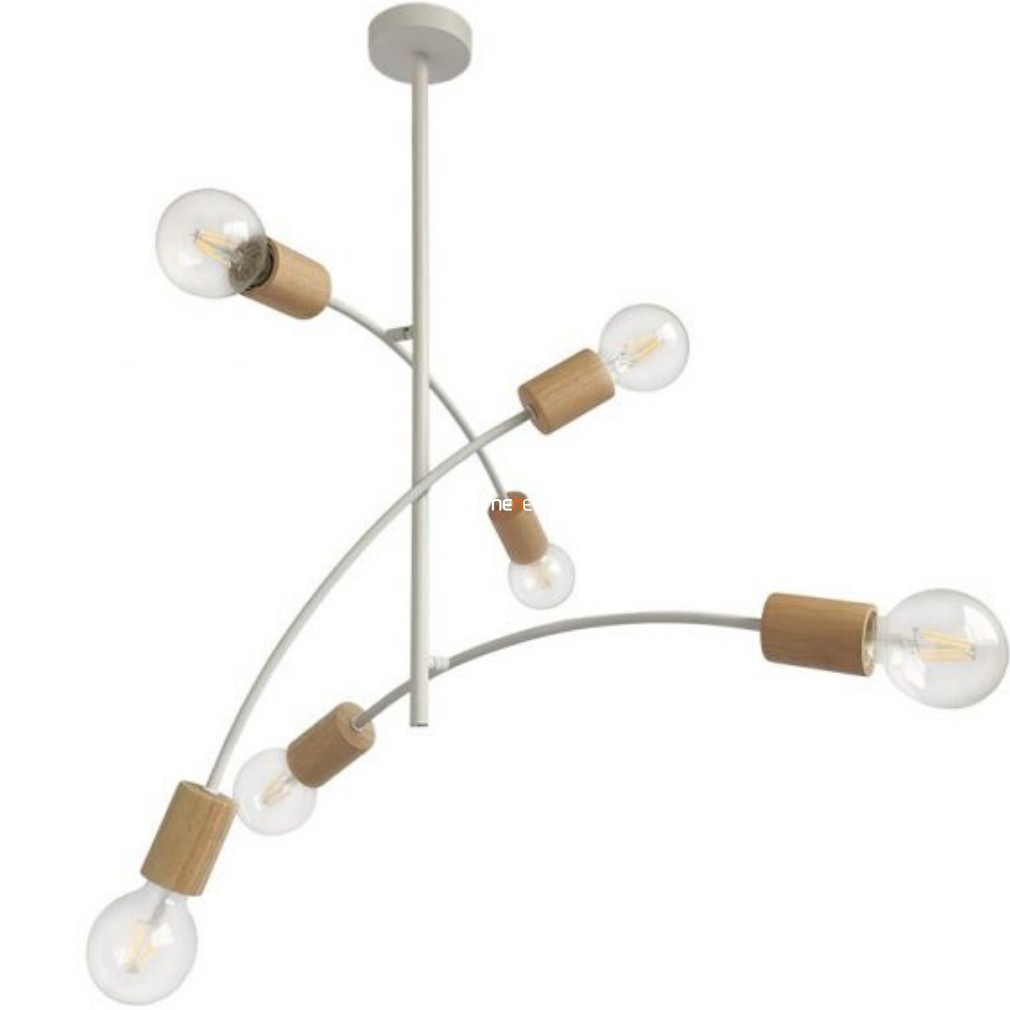 Lampa de tavan cu șase becuri, alb-lemn - Vedma Prezent 61216