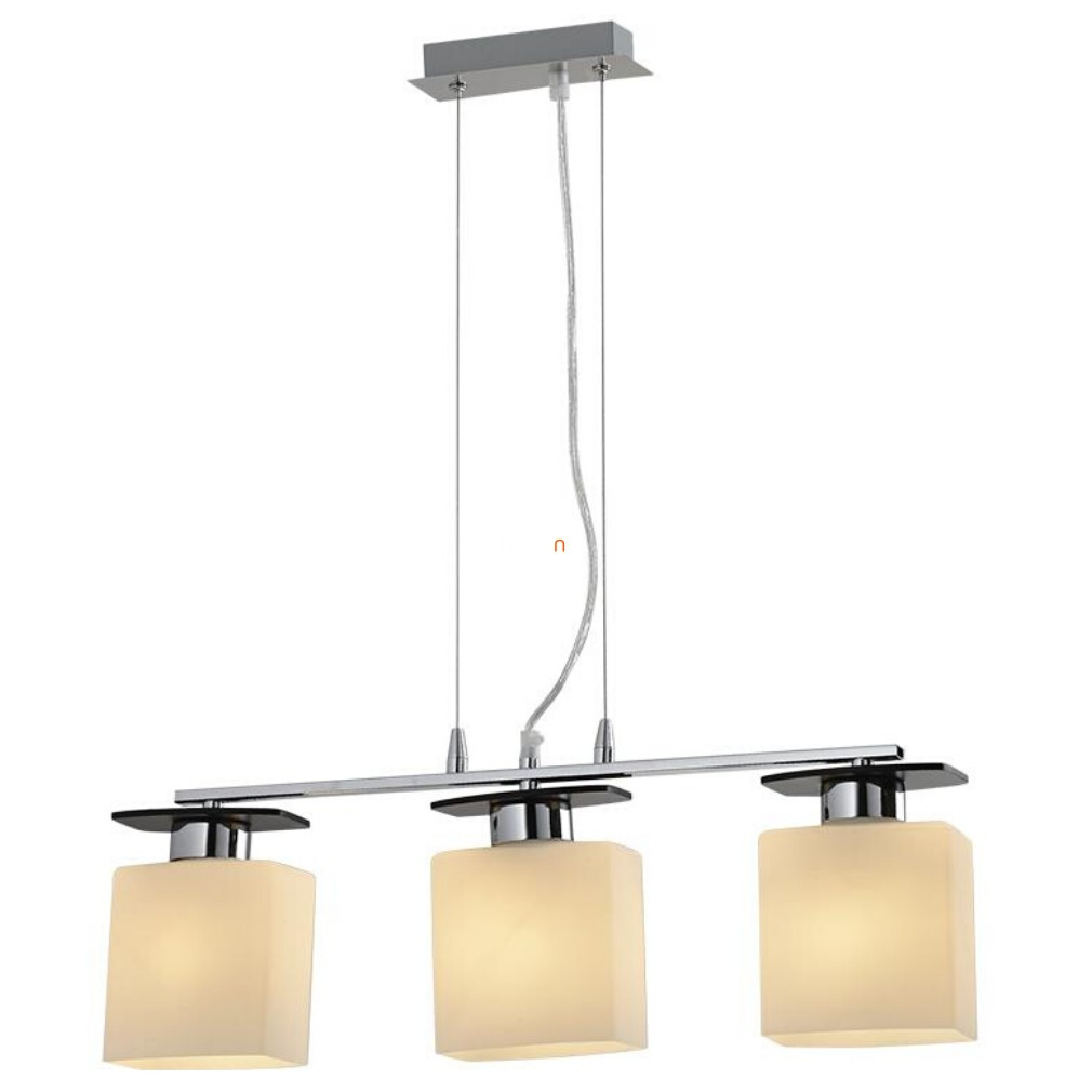 Lampa suspendată cu trei becuri, crom-alb-lemn - Firenza Prezent 75460