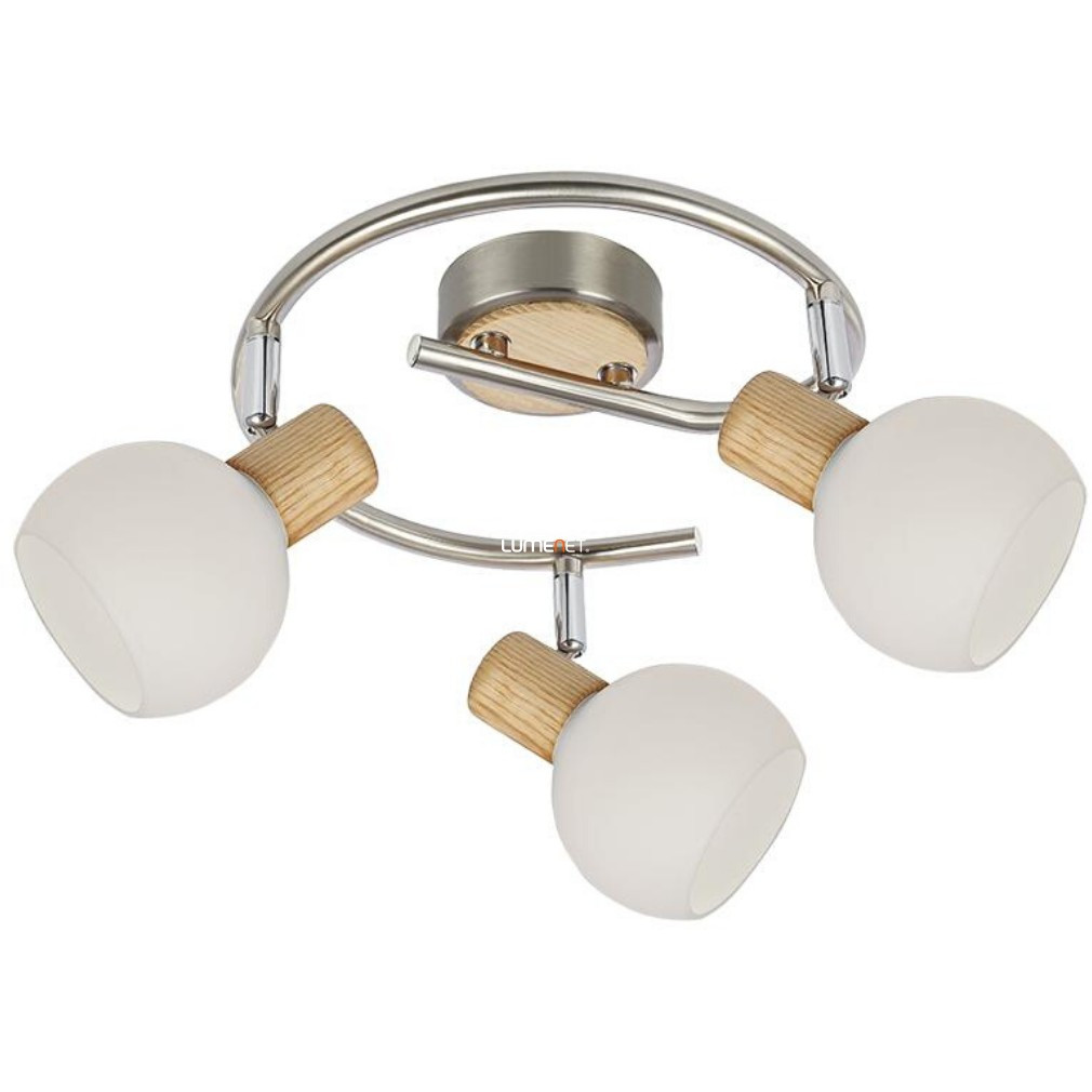 Spot cu trei socluri, nichel-alb-lemn - Tong Prezent 75567
