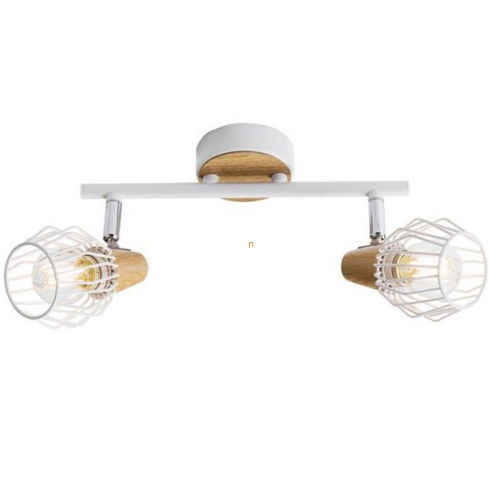 Lampa de tavan vintage cu două becuri, alb-lemn - Tameta Prezent 27504