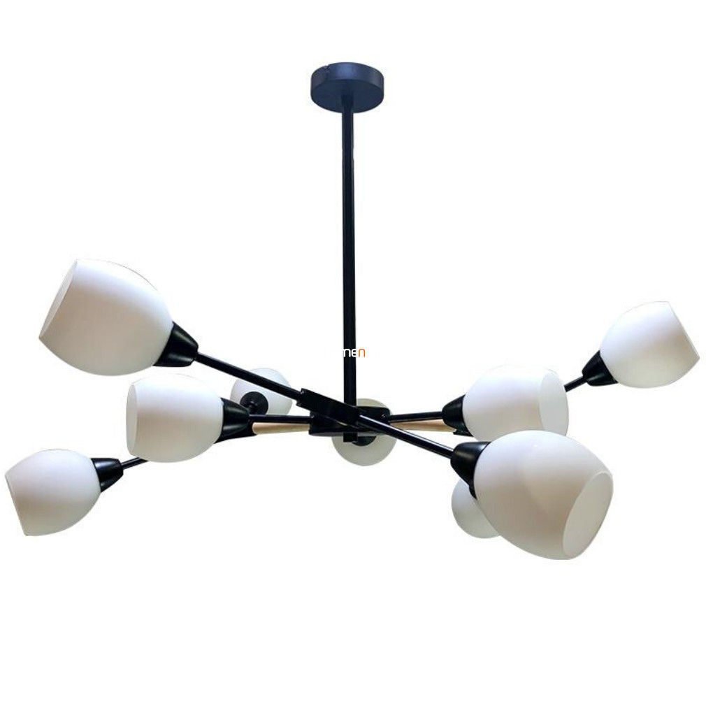 Lampa suspendată cu nouă becuri, negru-alb-lemn - Citterio Prezent 18301