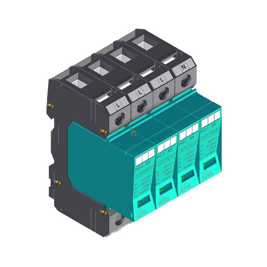 Dispozitiv de descărcare a curentului electric și de protecție împotriva supratensiunii PO I 4 280V 12,5kA T1+T2 (B+C) KIWA 81.004