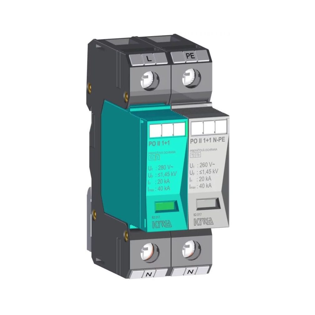 PO II 1+1 280V descărcător de supratensiune 20kA T2 (C) 82.017 KIWA