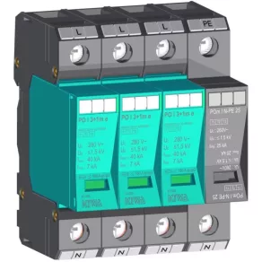   Dispozitiv de descărcare a curentului de trăsnet și de protecție împotriva supratensiunii PO I eco 3+1 280 V 7 kA T1+T2 (B+C) KIWA 81.206