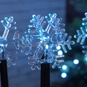   Fulgi de zăpadă LED de Crăciun, 35 cm, 3x AA, pentru exterior și interior, alb rece, temporizator.