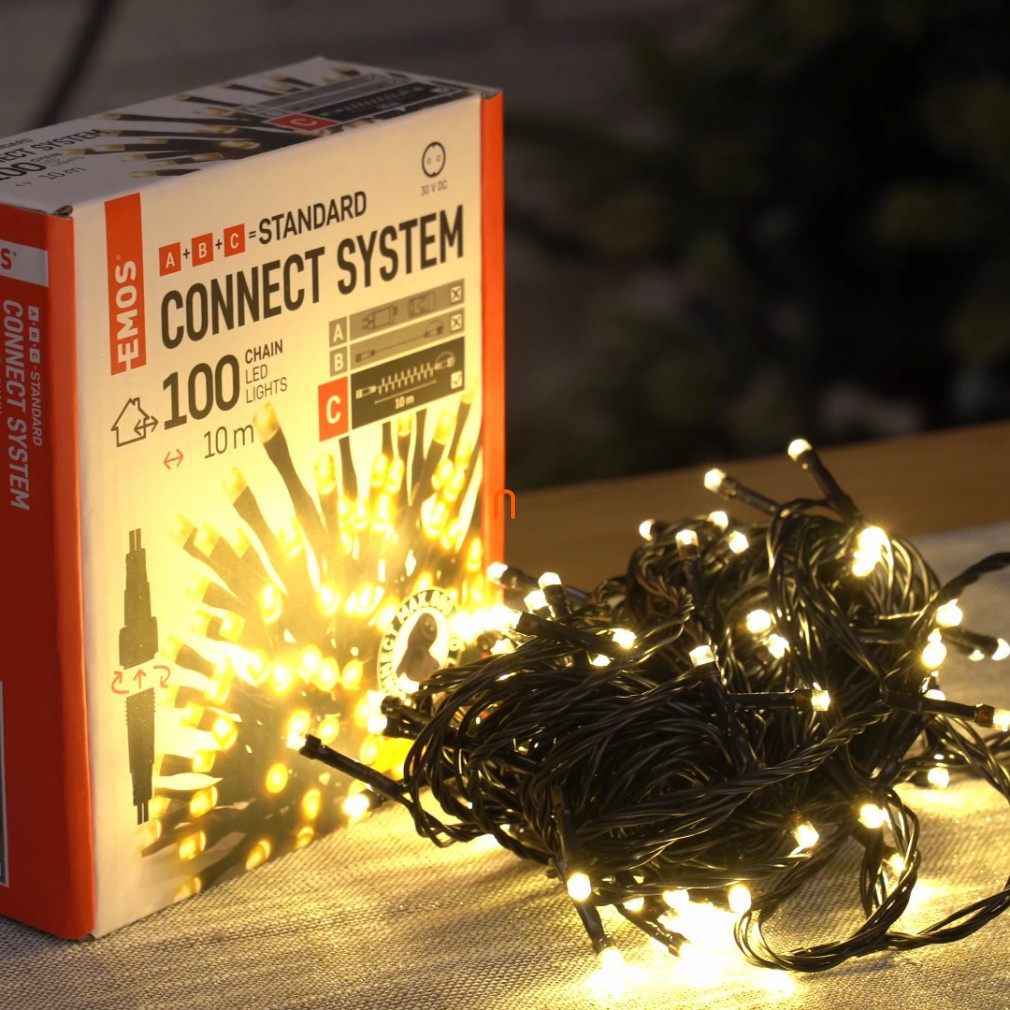 Ghirlanda LED standard, 10 m, pentru exterior și interior, alb cald