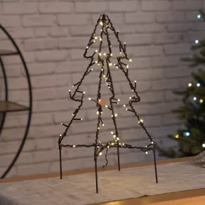   Brad de Crăciun cu LED-uri, metal, 50 cm, pentru exterior și interior, alb cald