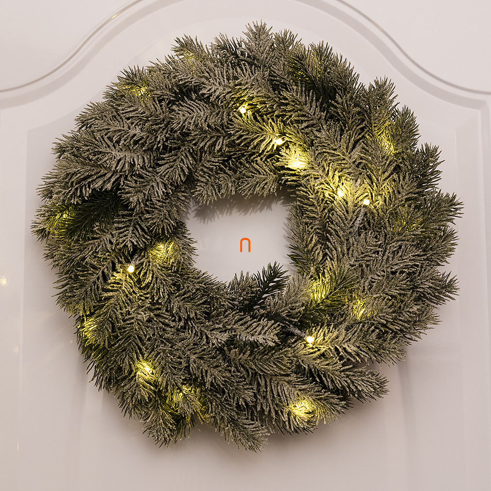 Decorație LED – coroană de Advent, 40 cm, 2x AA, pentru interior, alb cald, cu temporizator