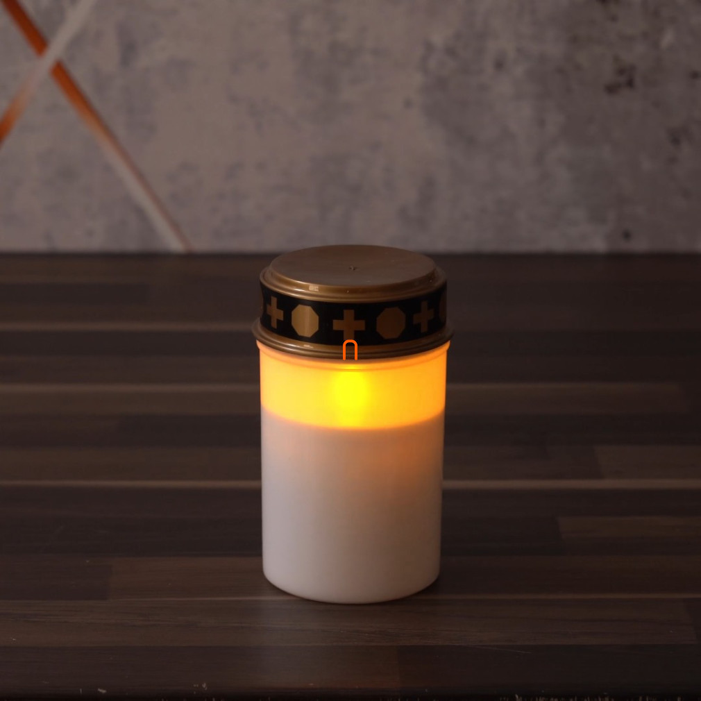 Lumânare LED pentru cimitir, 12,5 cm, 2x C, pentru exterior și interior, vintage, cu temporizator