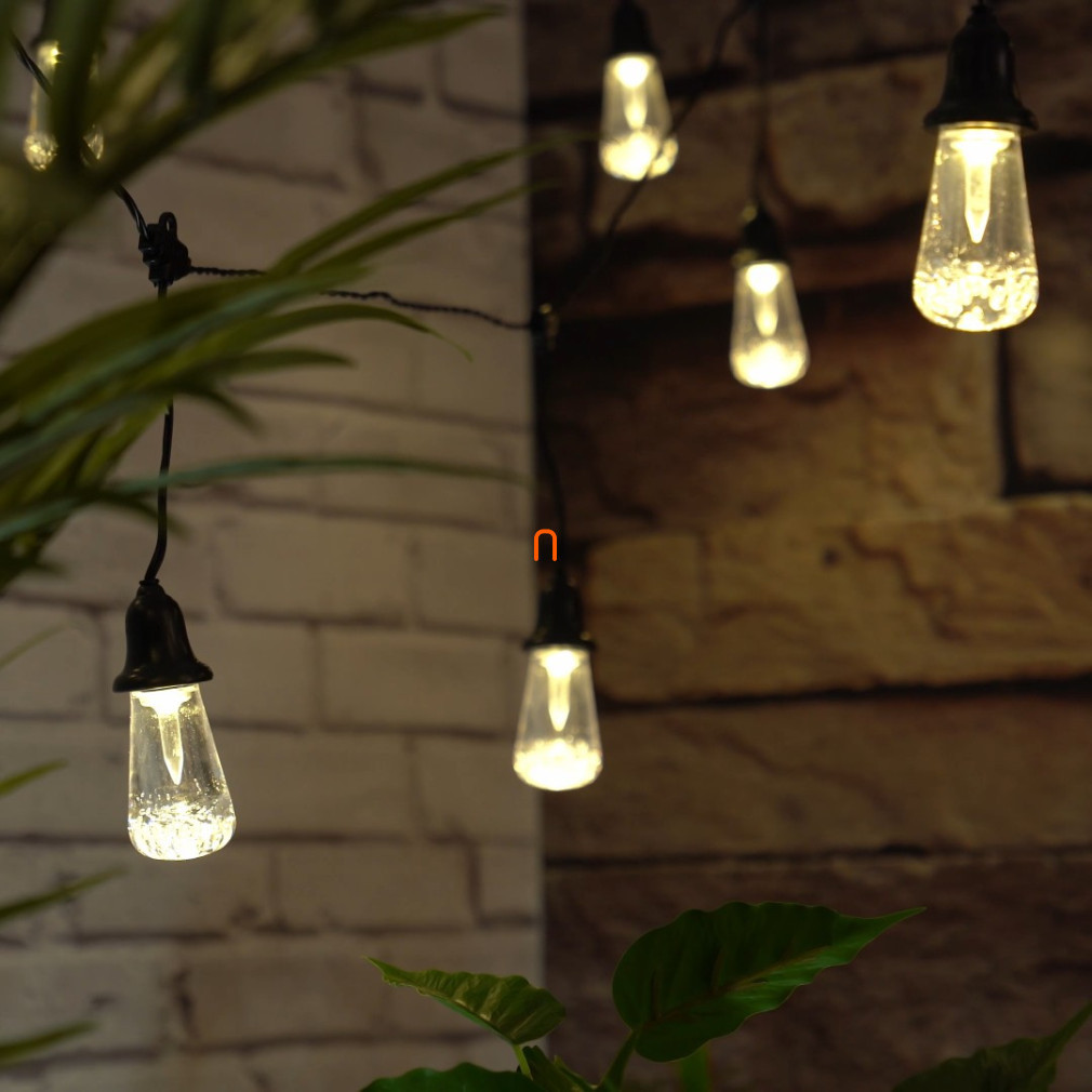 Ghirlanda luminoasă LED RGB – 16x becuri transparente, 7,6 m, pentru exterior și interior, alb cald - EMOS DCPW04
