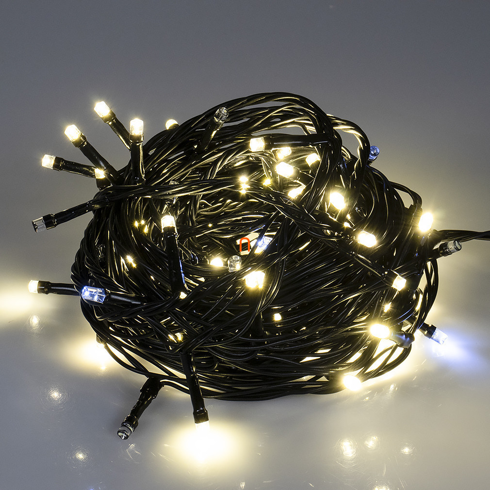 Ghirlandă LED standard, intermitentă, 10 m, pentru exterior, alb cald/rece