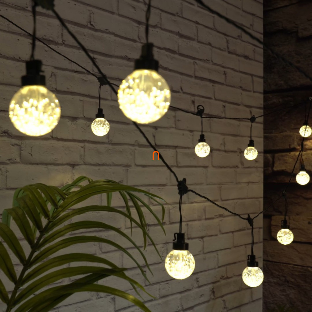 Ghirlanda luminoasă LED RGB – 20x becuri de petrecere, 7,6 m, pentru exterior și interior, alb cald - EMOS DCPW07