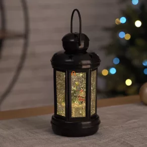   Decorațiune LED – lampion de Crăciun cu Moș Crăciun, 20 cm, 3 baterii AAA, pentru interior, lumină albă caldă, temporizator