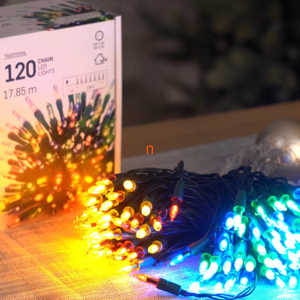 Ghirlanda LED de Crăciun – tradițională, 17,85 m, pentru exterior și interior, multicoloră