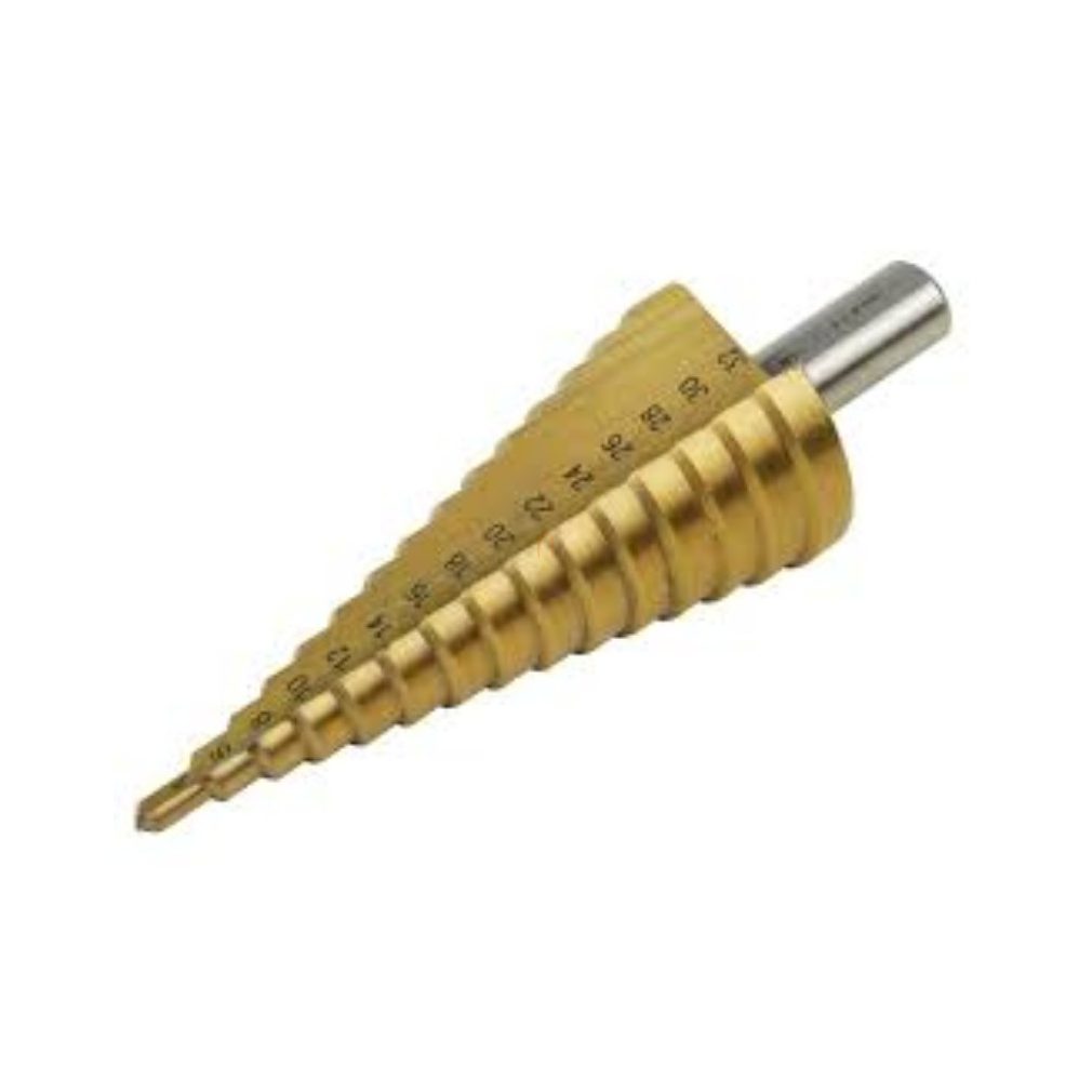 Burghie metal cu 15 trepte 4-32 mm 20055 pentru materiale cu grosime de 5 mm, cu acoperire TiN